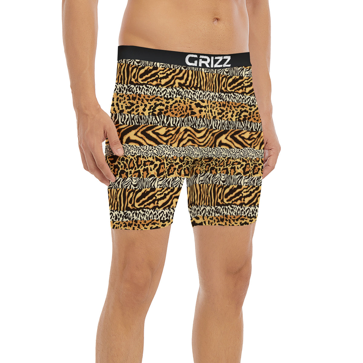 Striped Tiger Skins Print Pattern Boxer Briefs-grizzshop