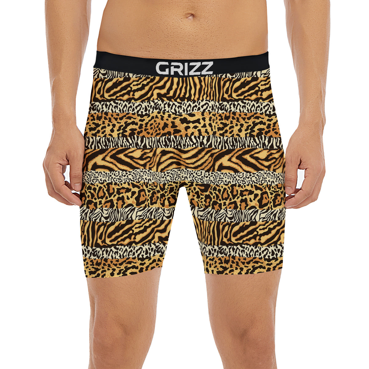 Striped Tiger Skins Print Pattern Boxer Briefs-grizzshop