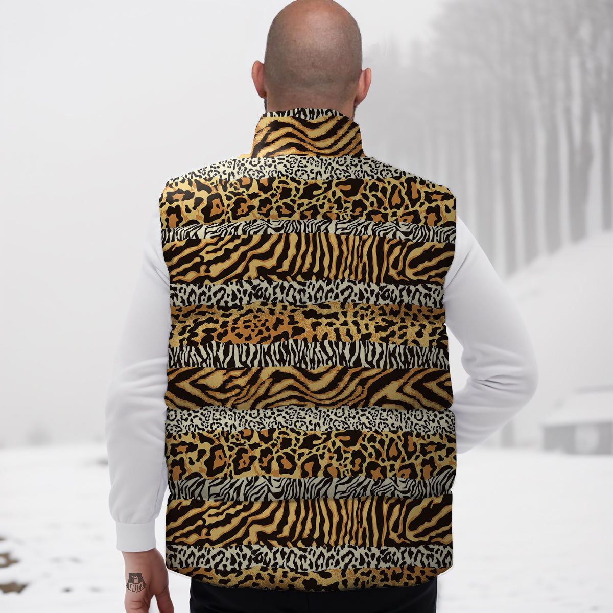 Striped Tiger Skins Print Pattern Down Vest