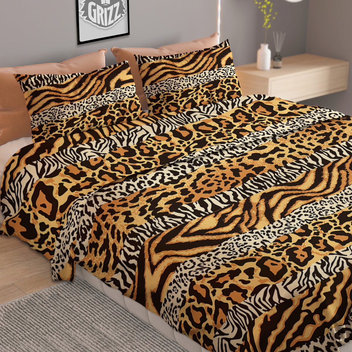 Striped Tiger Skins Print Pattern Duvet Cover Bedding Set
