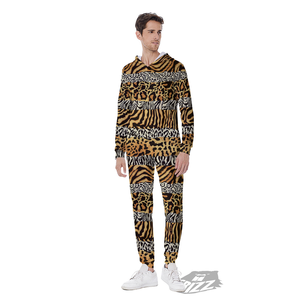 Striped Tiger Skins Print Pattern Men's Jumpsuit-grizzshop