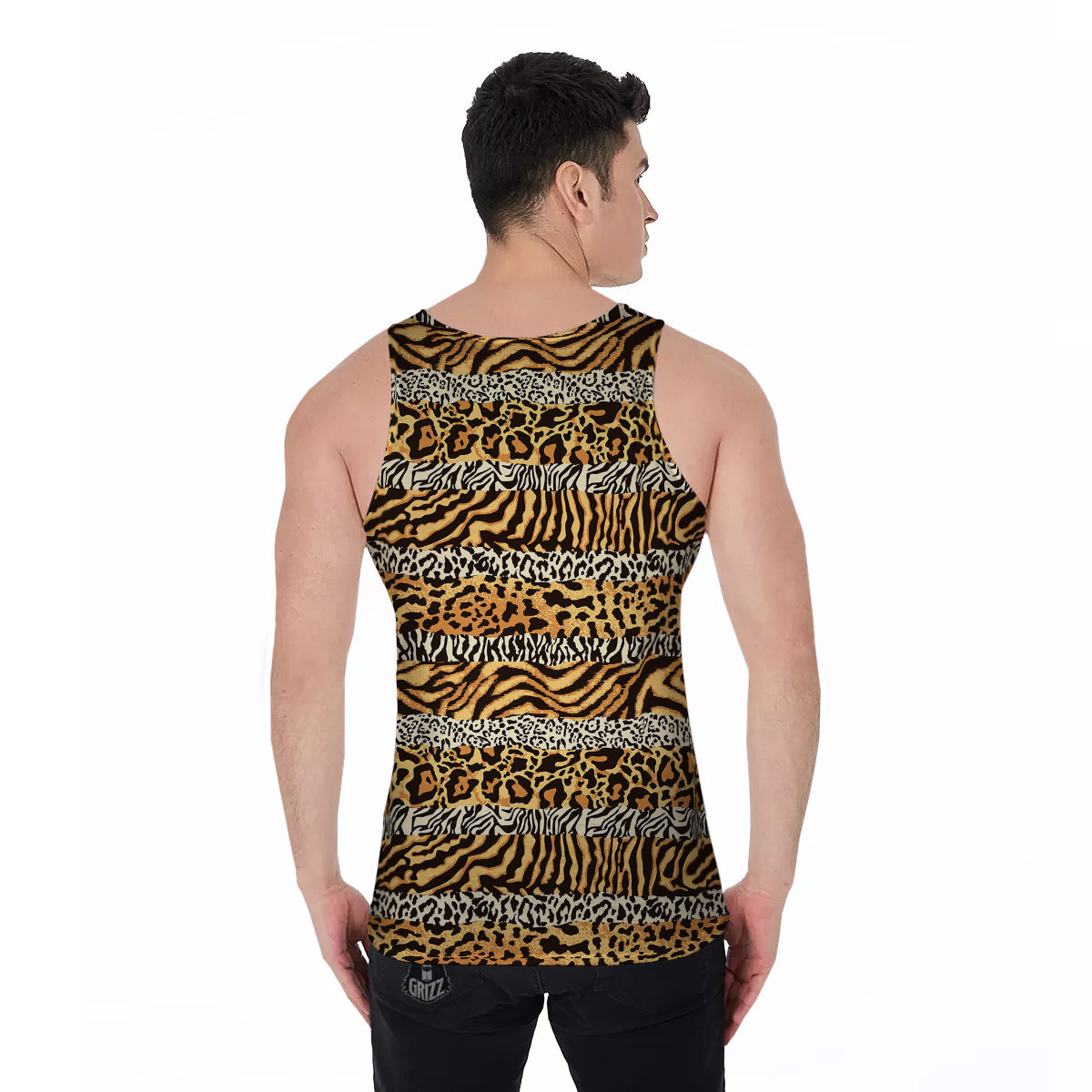 Striped Tiger Skins Print Pattern Men's Tank Top-grizzshop