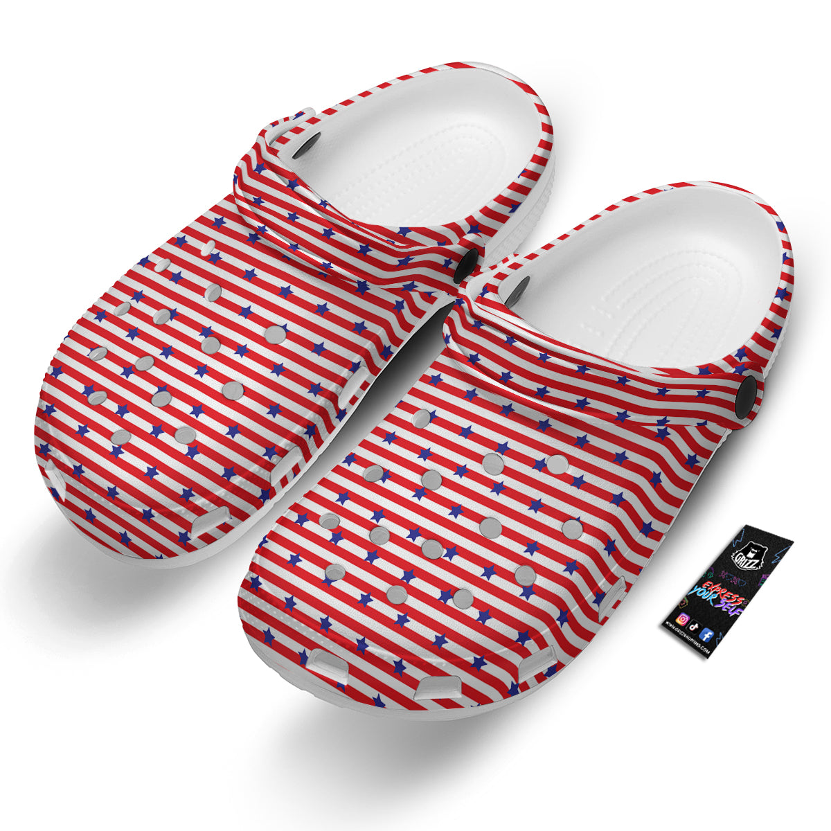 Striped USA Patriotic Print Pattern Clog-grizzshop