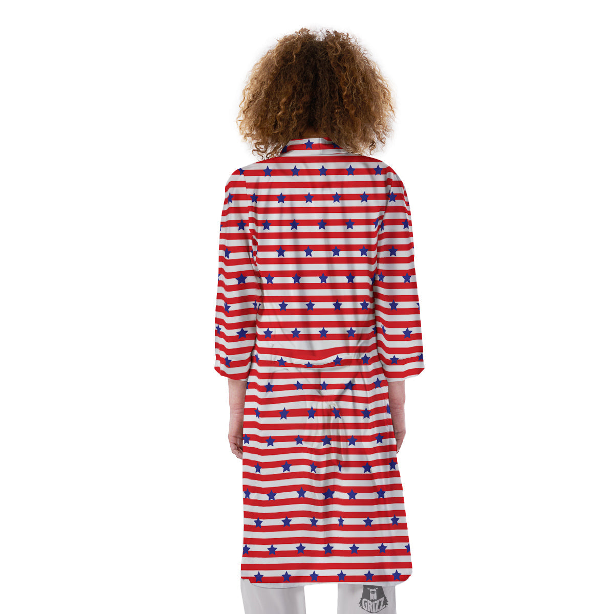 Striped USA Patriotic Print Pattern Kimono-grizzshop