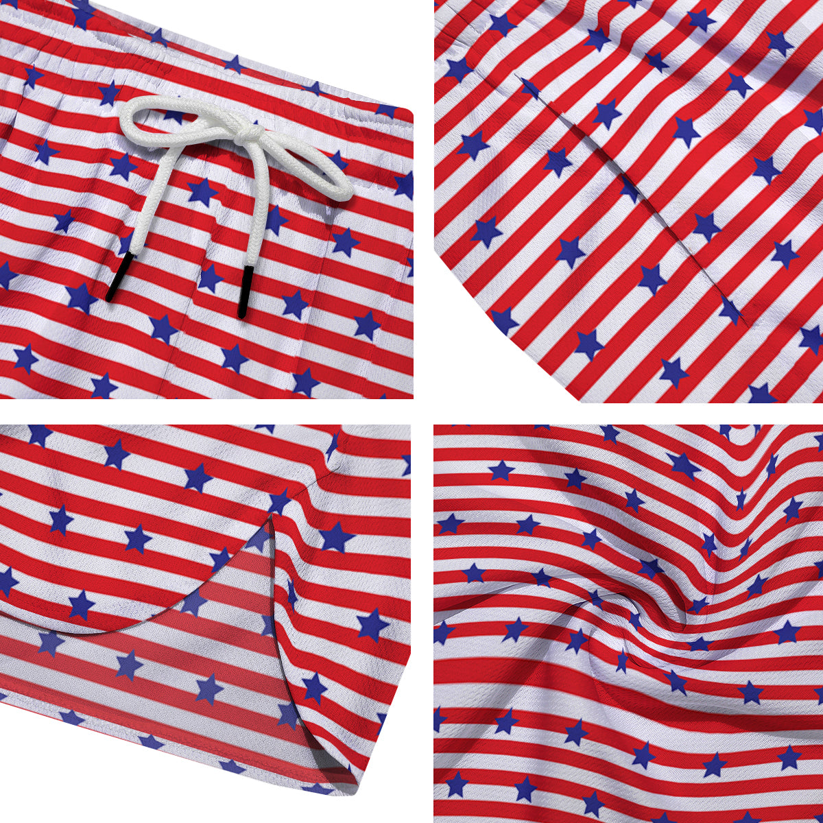 Striped USA Patriotic Print Pattern Men's Running Shorts-grizzshop