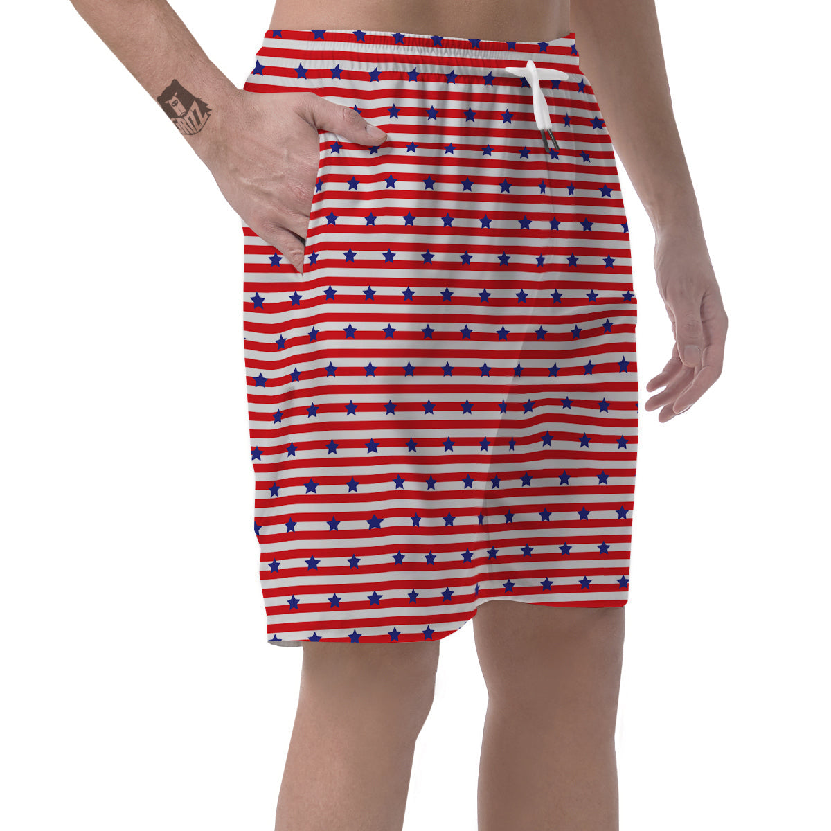 Striped USA Patriotic Print Pattern Men's Shorts-grizzshop