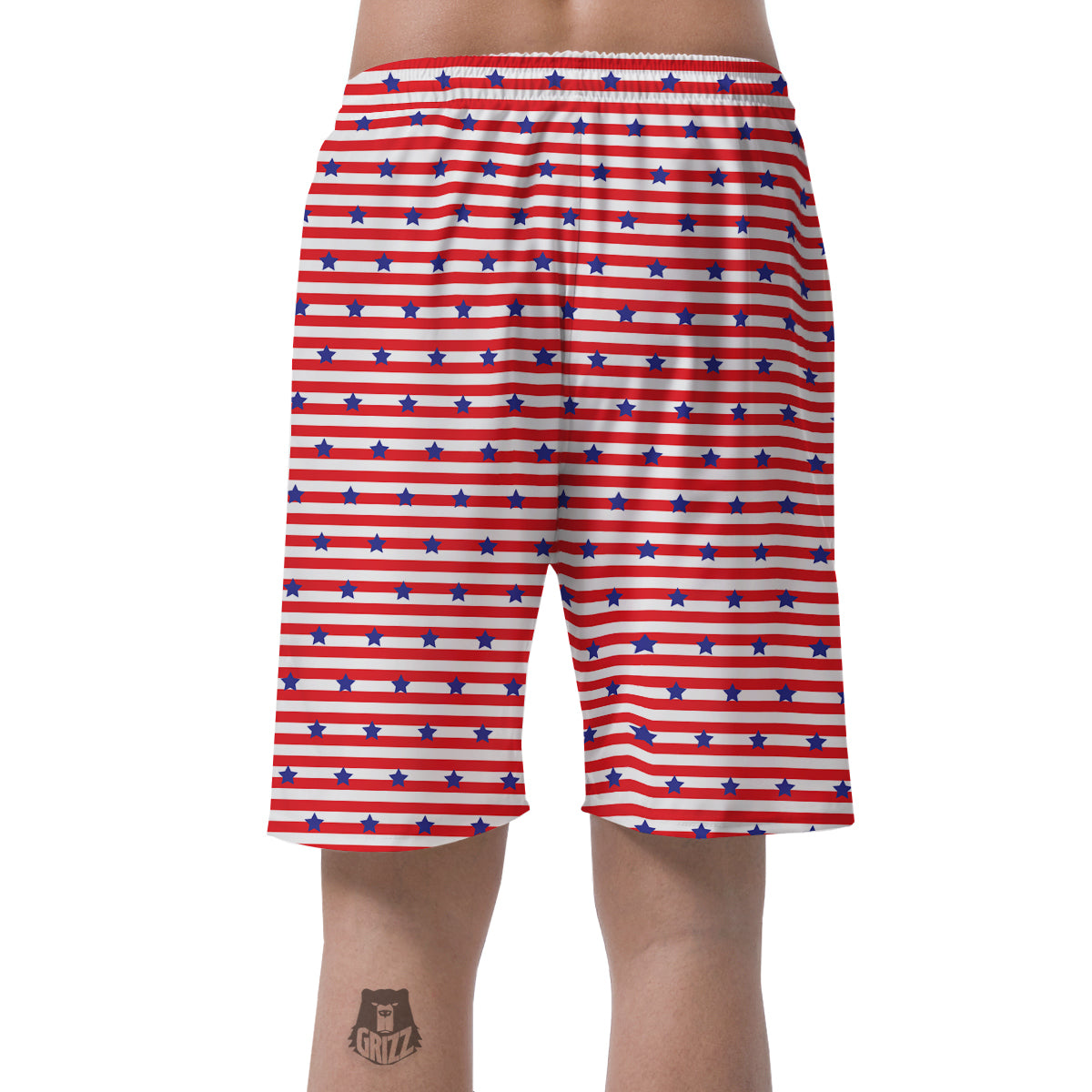 Striped USA Patriotic Print Pattern Men's Shorts-grizzshop