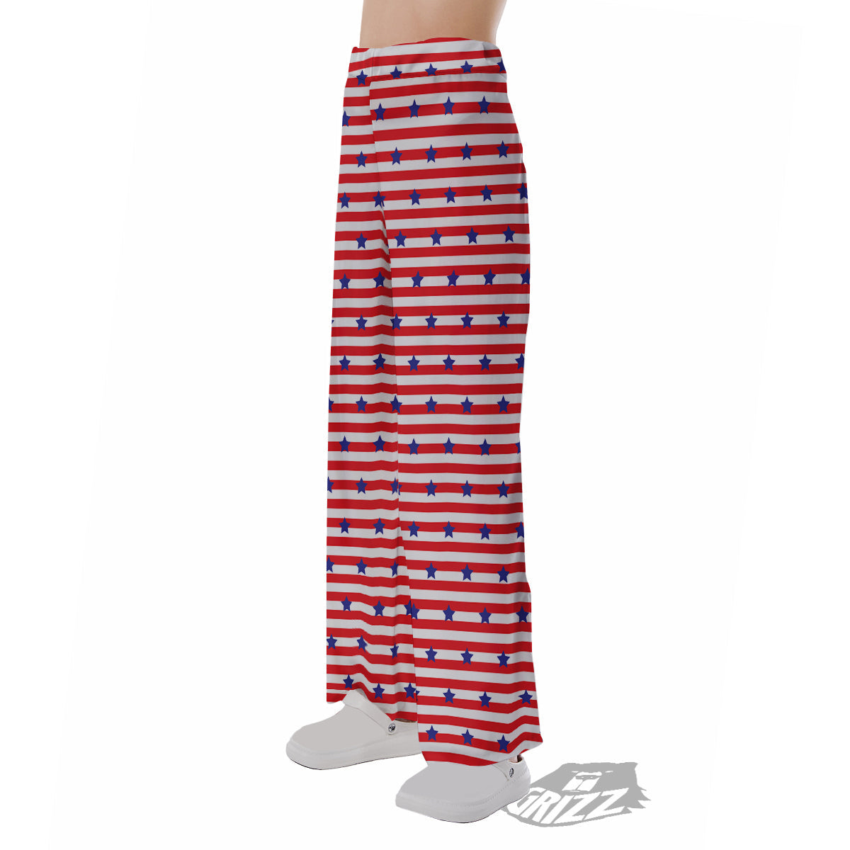 Striped USA Patriotic Print Pattern Pajama Pants-grizzshop