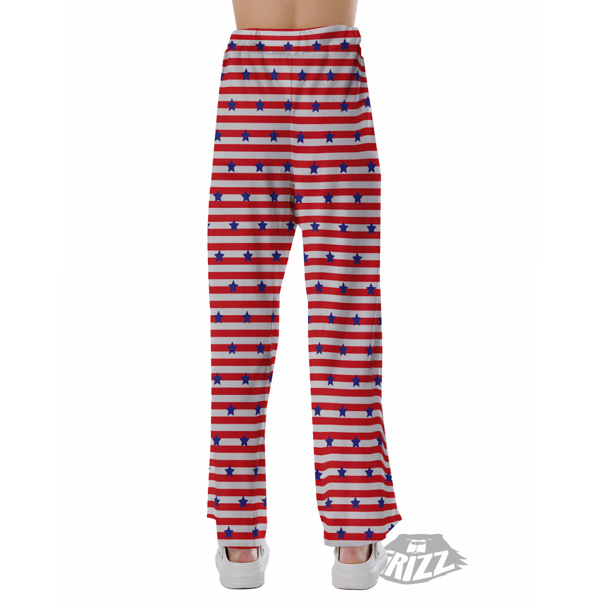 Striped USA Patriotic Print Pattern Pajama Pants-grizzshop