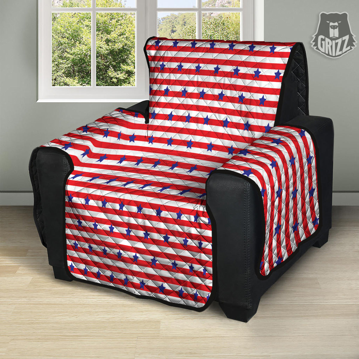 Striped USA Patriotic Print Pattern Recliner Protector-grizzshop