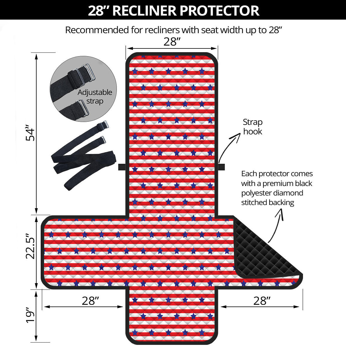 Striped USA Patriotic Print Pattern Recliner Protector-grizzshop