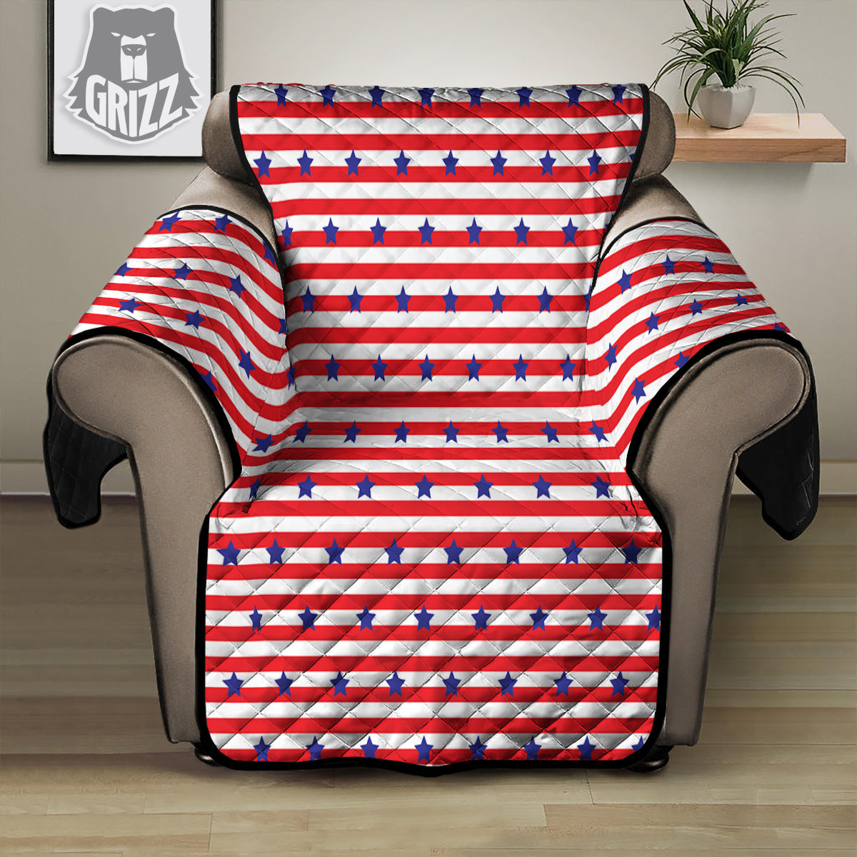 Striped USA Patriotic Print Pattern Recliner Protector-grizzshop