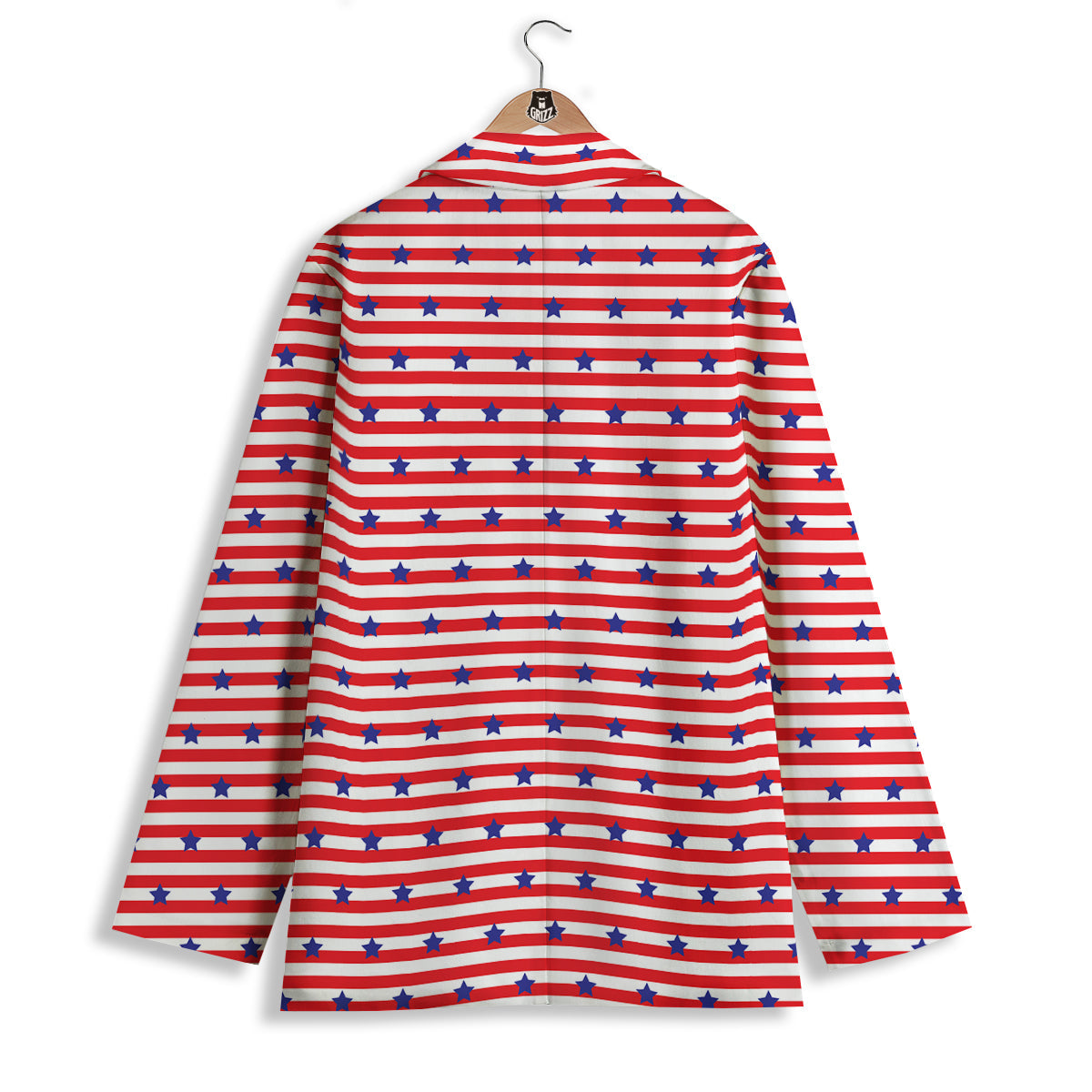 Striped USA Patriotic Print Pattern Women's Blazer-grizzshop