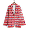 Striped USA Patriotic Print Pattern Women's Blazer-grizzshop