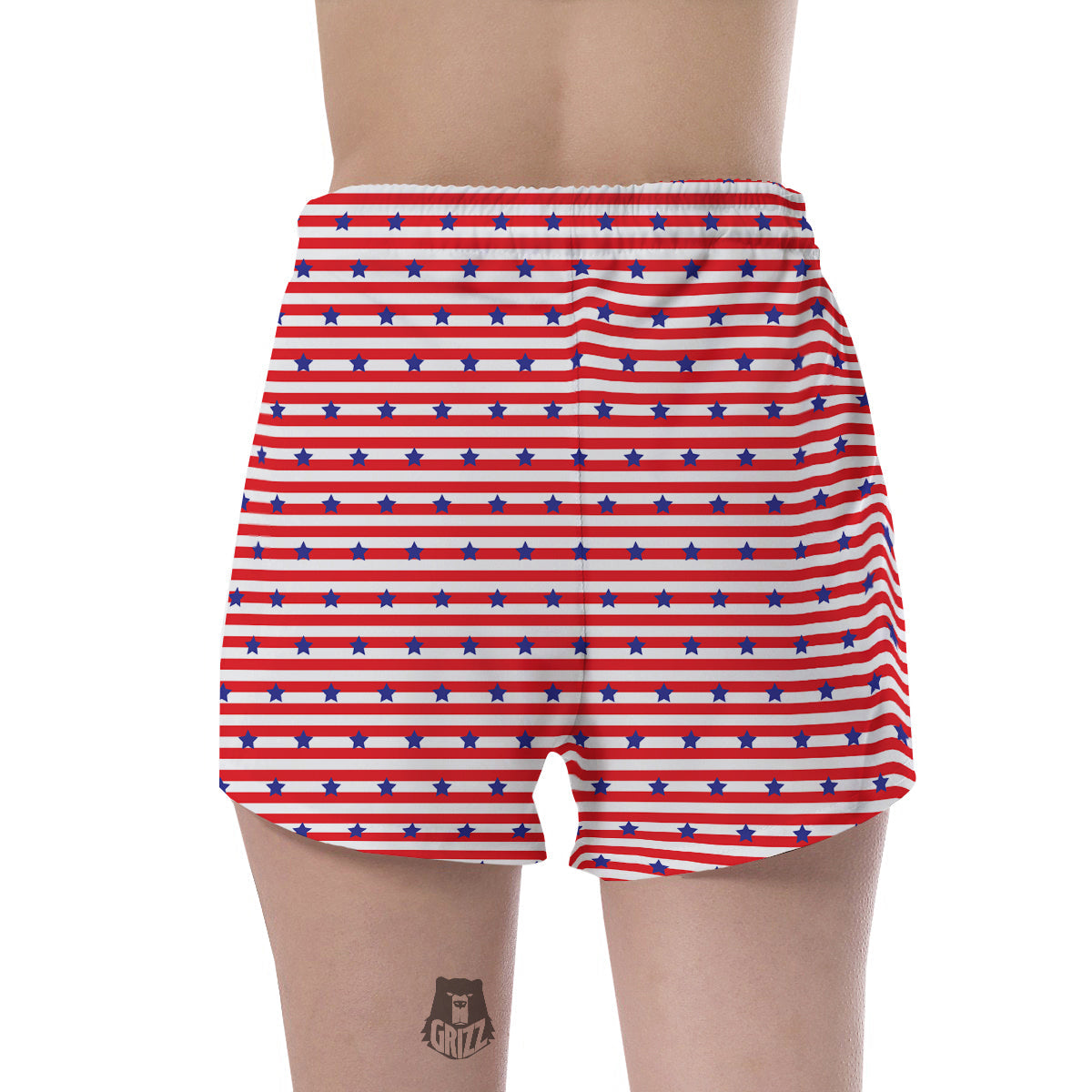 Striped USA Patriotic Print Pattern Women's Shorts-grizzshop