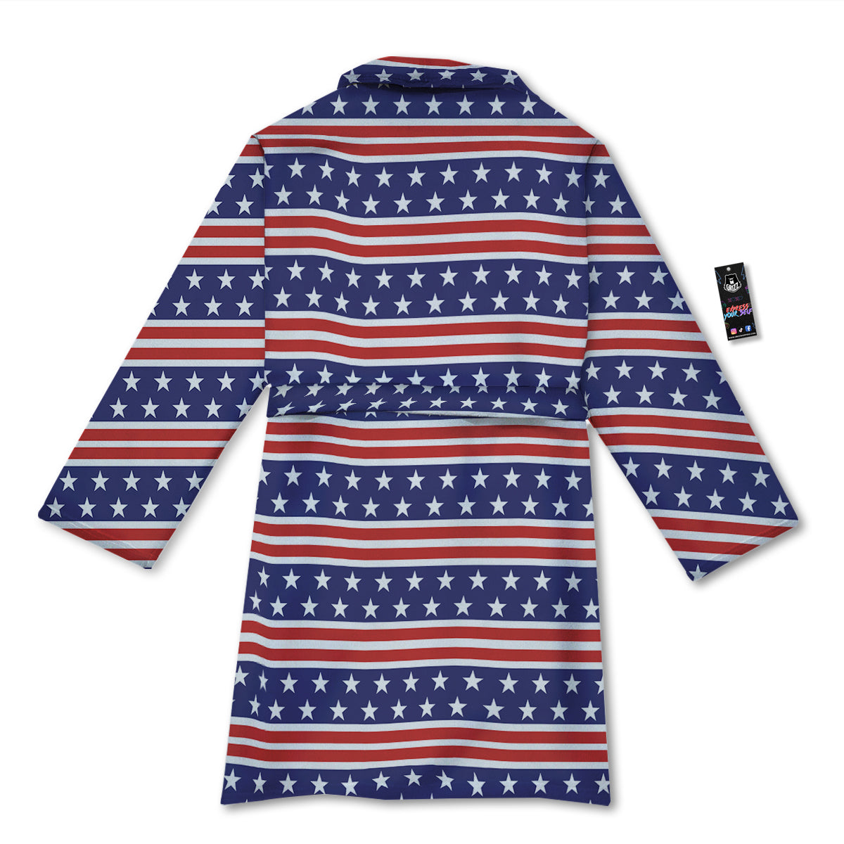 Striped USA Print Pattern Bathrobe-grizzshop