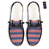 Striped USA Print Pattern Black Loafers-grizzshop