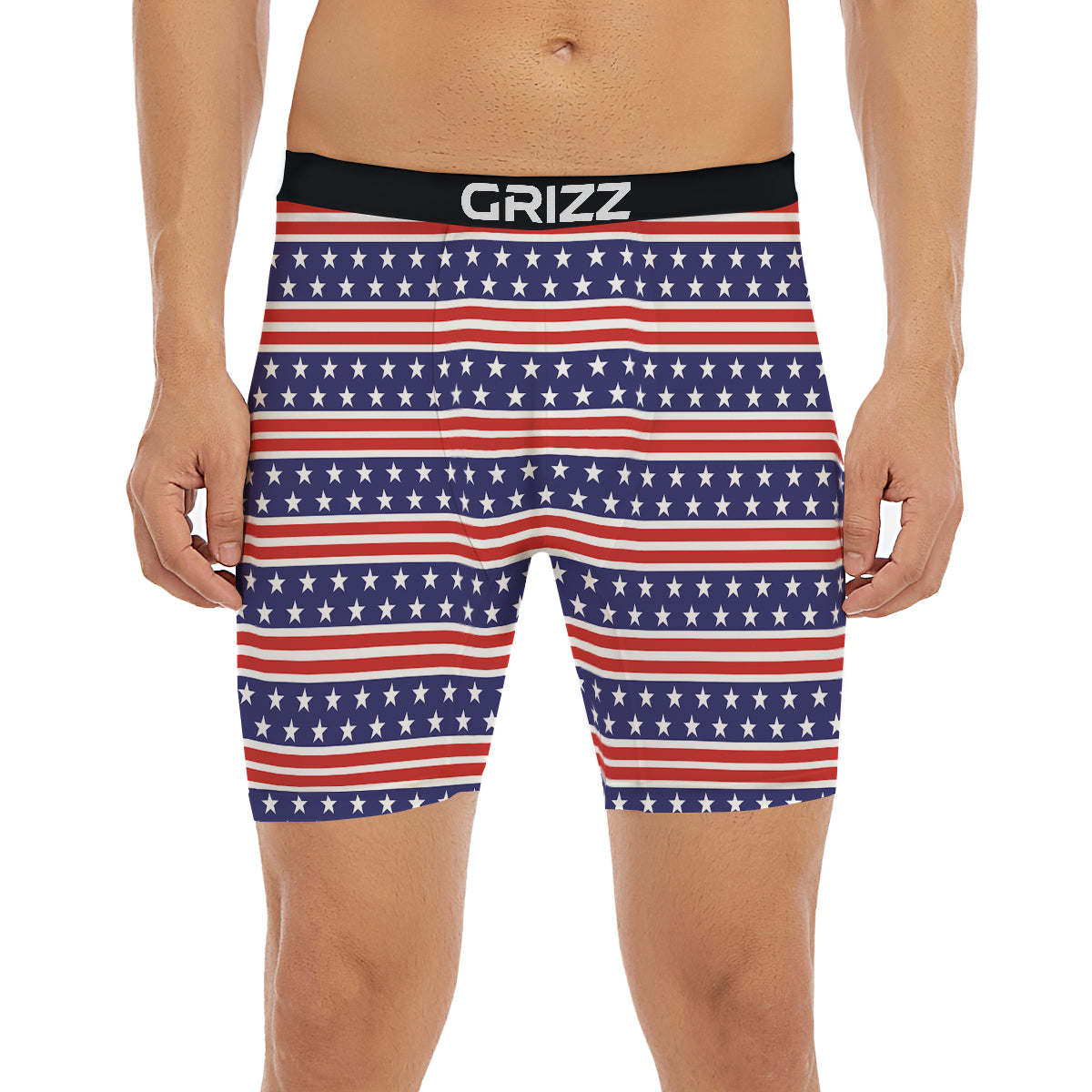 Striped USA Print Pattern Boxer Briefs-grizzshop