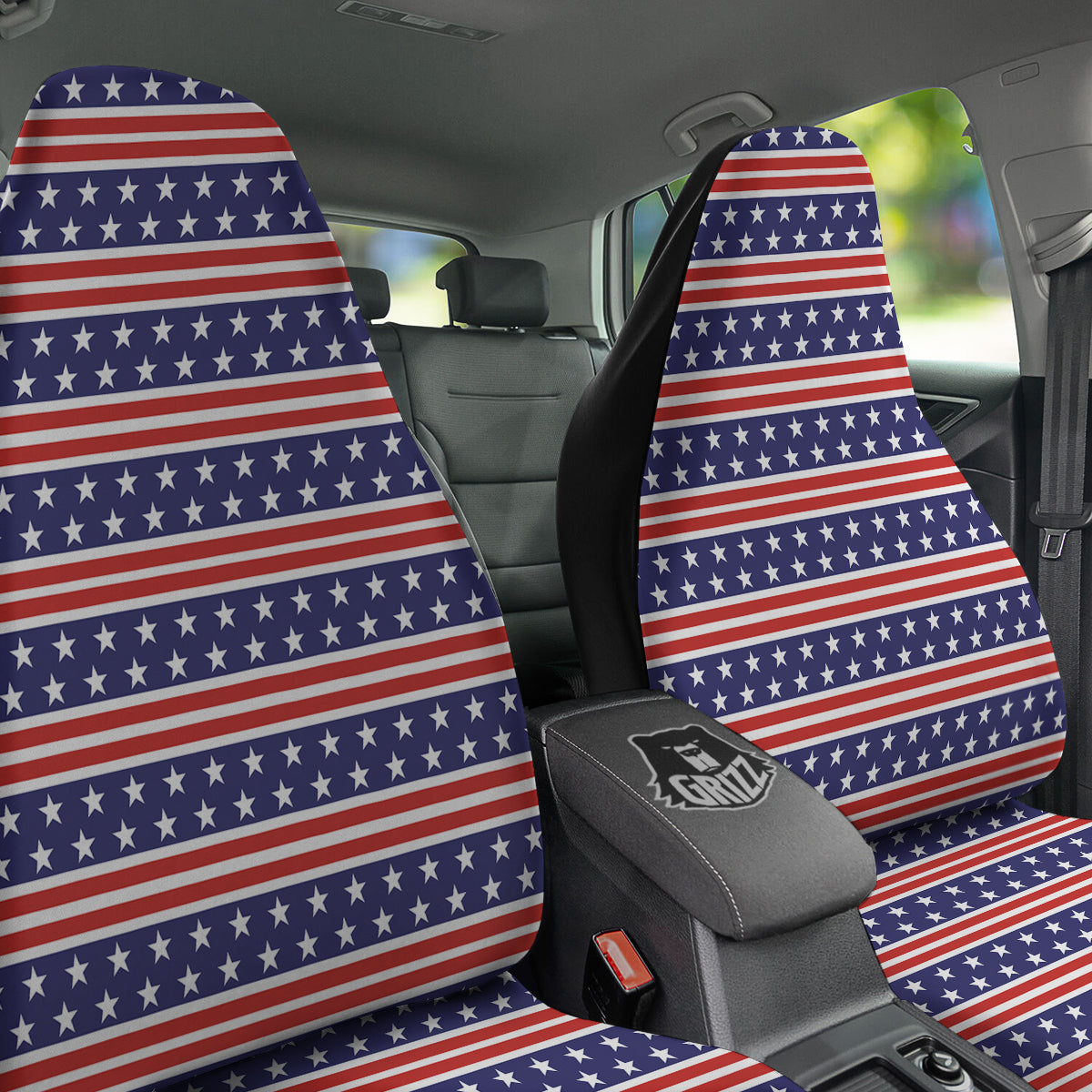 Striped USA Print Pattern Car Seat Covers-grizzshop