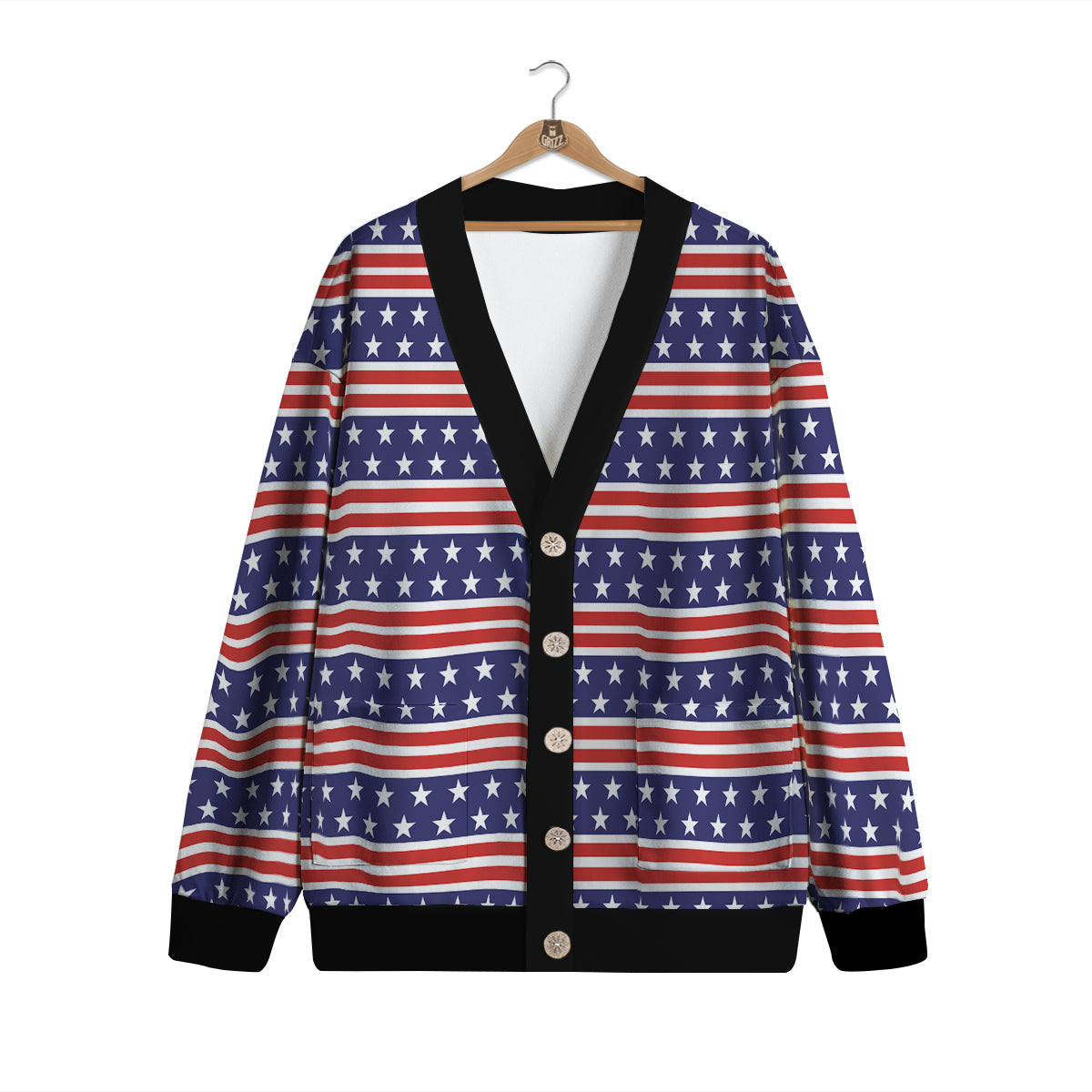 Striped USA Print Pattern Cardigan-grizzshop