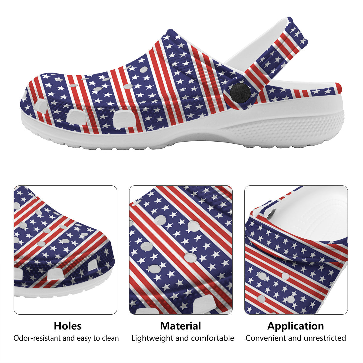 Striped USA Print Pattern Clog-grizzshop