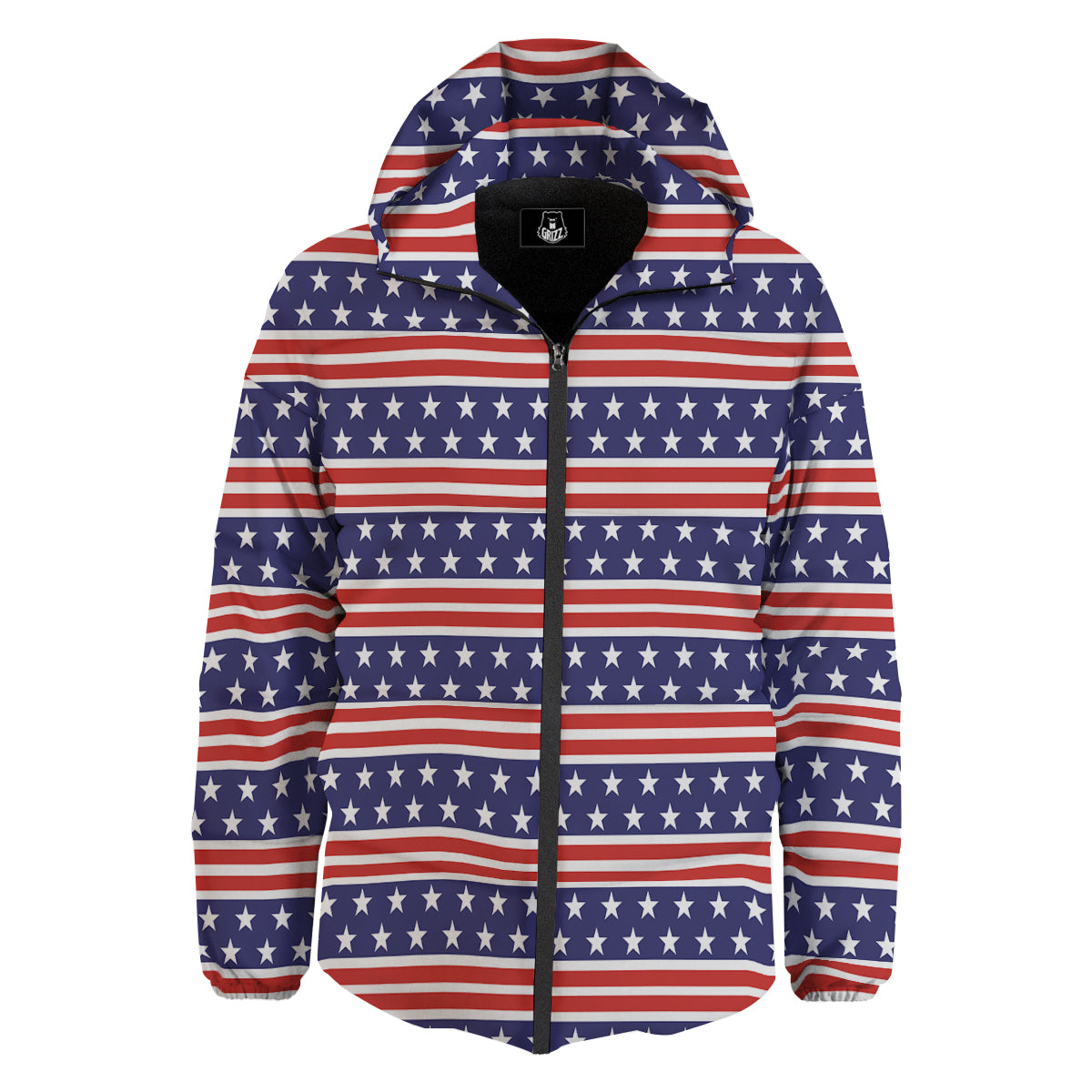 Striped USA Print Pattern Down Jacket-grizzshop