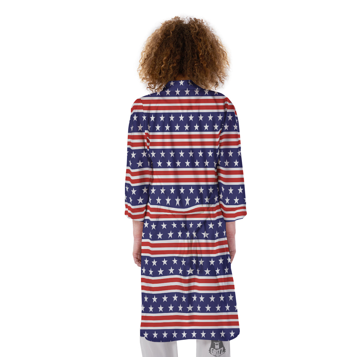 Striped USA Print Pattern Kimono-grizzshop