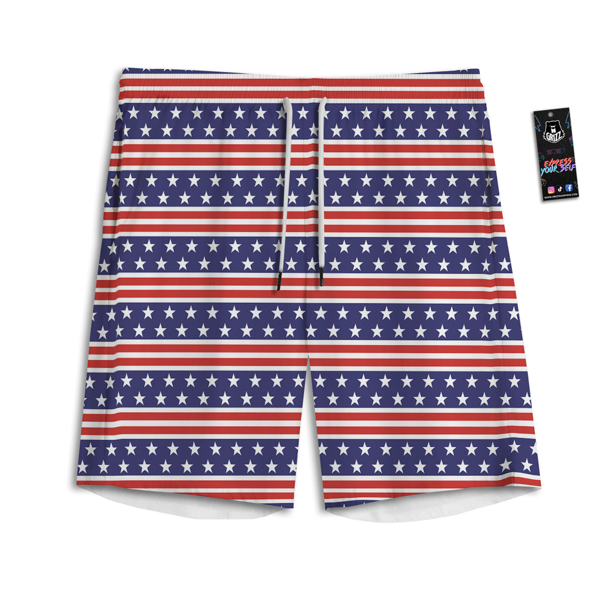 Striped USA Print Pattern Men's Athletic Shorts
