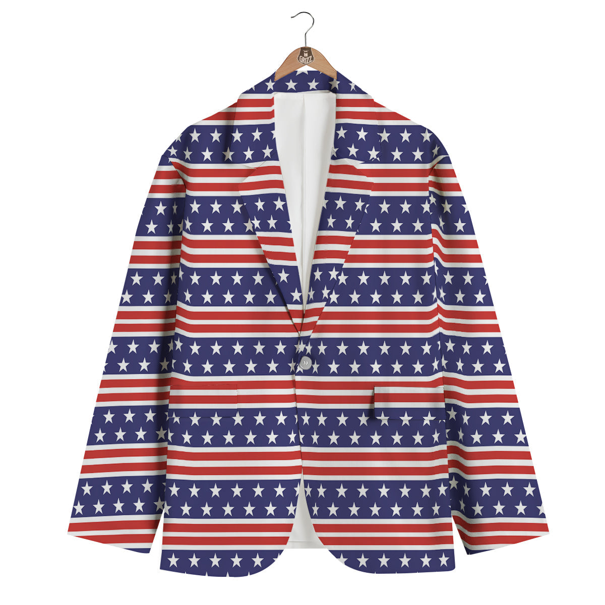 Striped USA Print Pattern Men's Blazer-grizzshop