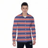 Striped USA Print Pattern Men's Long Sleeve Shirts-grizzshop