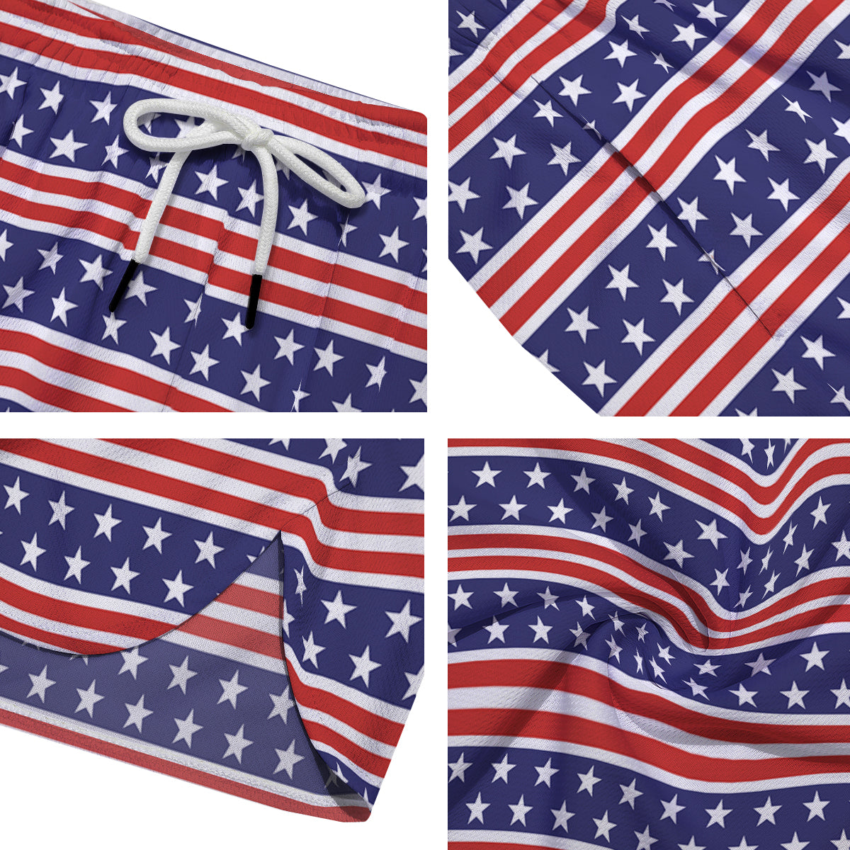 Striped USA Print Pattern Men's Running Shorts-grizzshop