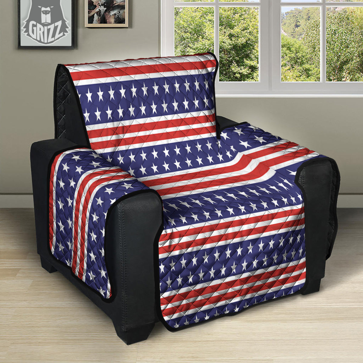 Striped USA Print Pattern Recliner Protector-grizzshop