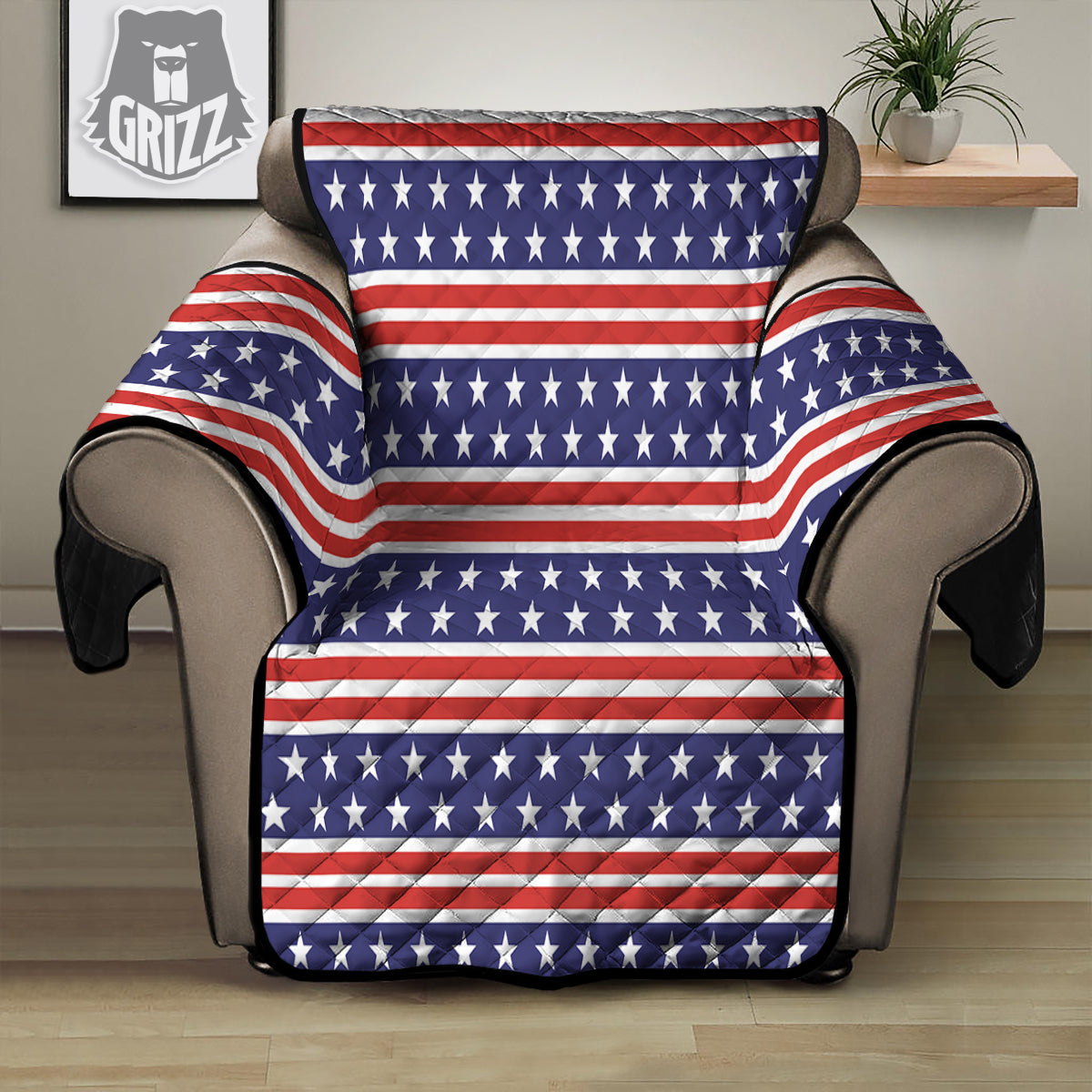 Striped USA Print Pattern Recliner Protector-grizzshop