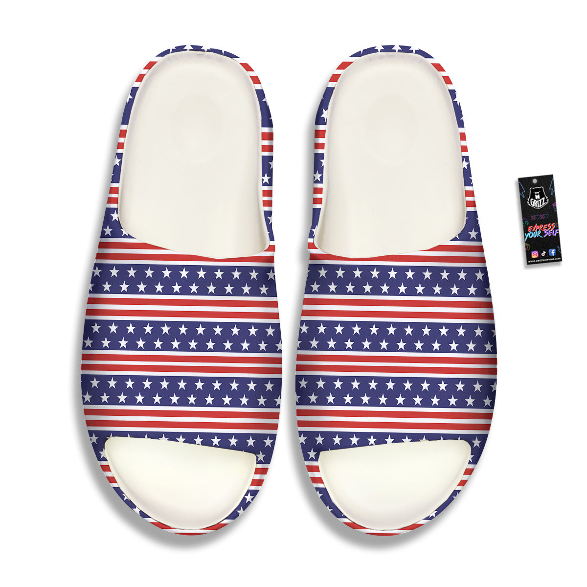 Striped USA Print Pattern Sandals-grizzshop