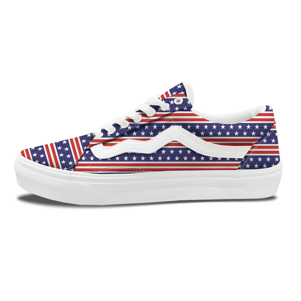 Striped USA Print Pattern Skate Shoes-grizzshop