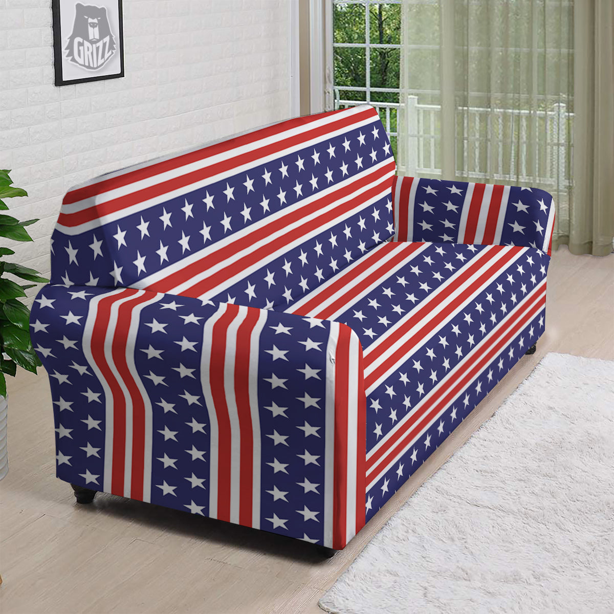 Striped USA Print Pattern Sofa Cover-grizzshop