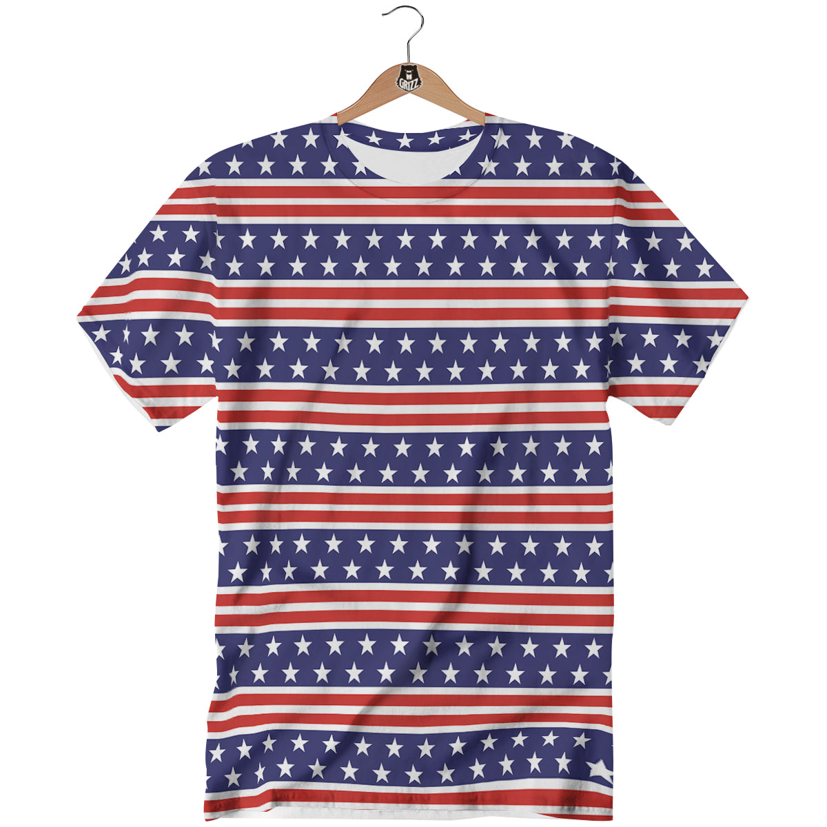 Striped USA Print Pattern T-Shirt-grizzshop