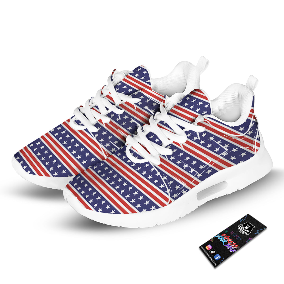 Striped USA Print Pattern Tennis Shoes-grizzshop