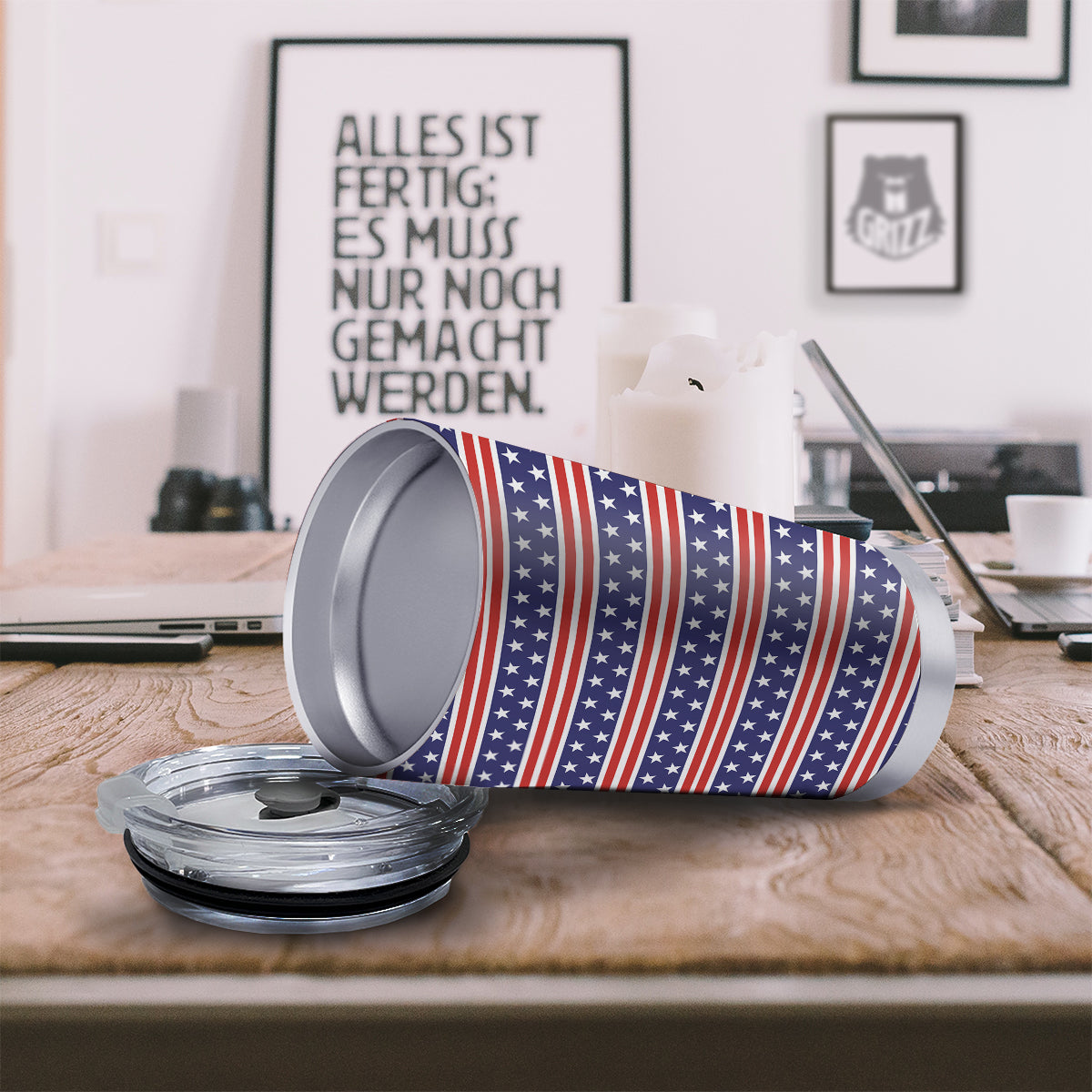 Striped USA Print Pattern Tumbler-grizzshop