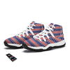 Striped USA Print Pattern White Bball Shoes-grizzshop