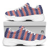 Striped USA Print Pattern White Chunky Shoes-grizzshop