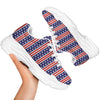 Striped USA Print Pattern White Chunky Shoes-grizzshop