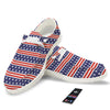 Striped USA Print Pattern White Loafers-grizzshop