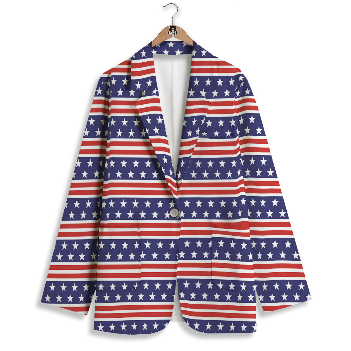 Striped USA Print Pattern Women's Blazer-grizzshop