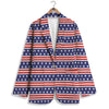 Striped USA Print Pattern Women's Blazer-grizzshop