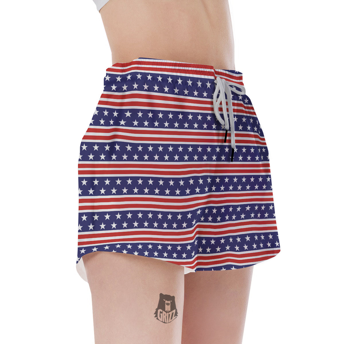 Striped USA Print Pattern Women's Shorts-grizzshop