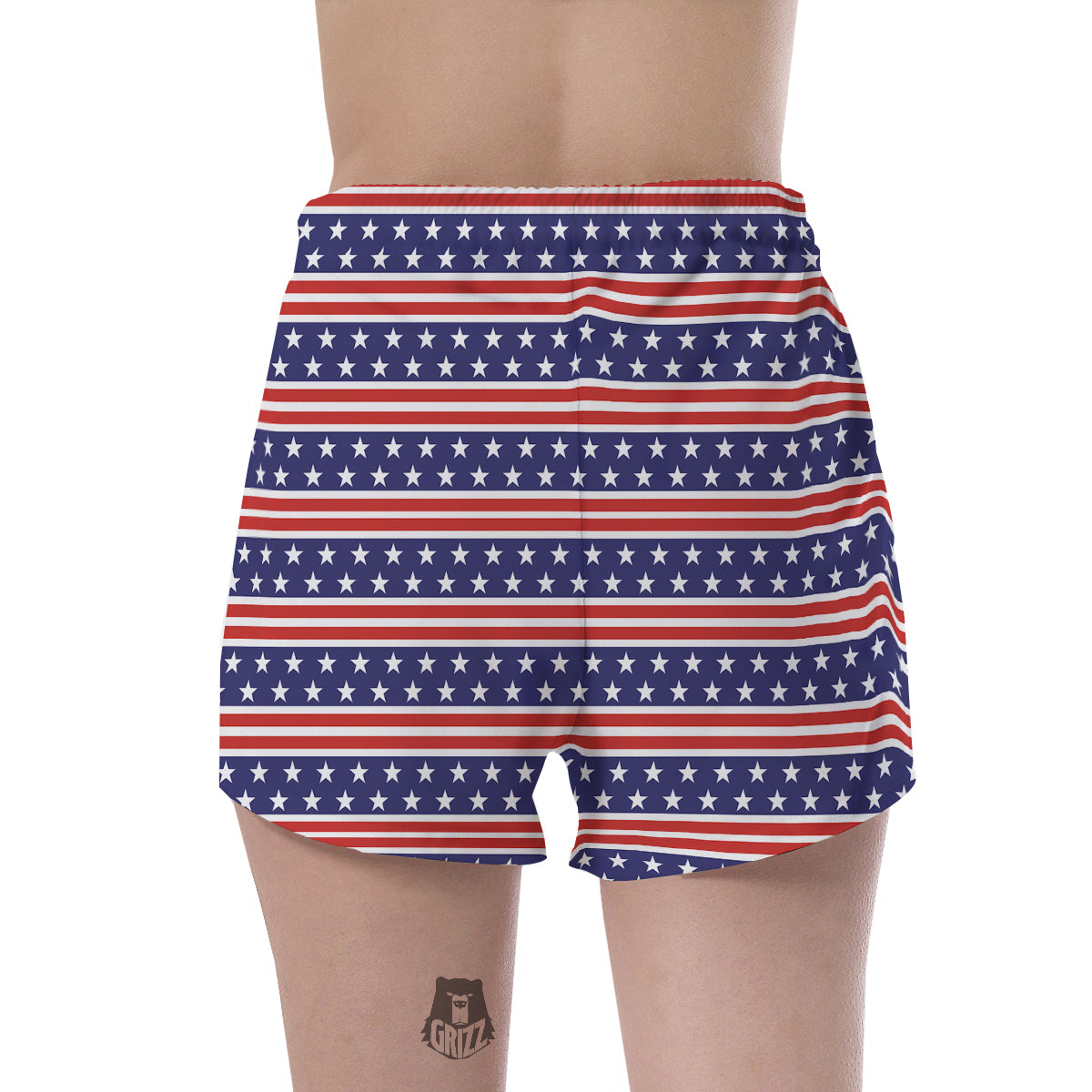 Striped USA Print Pattern Women's Shorts-grizzshop