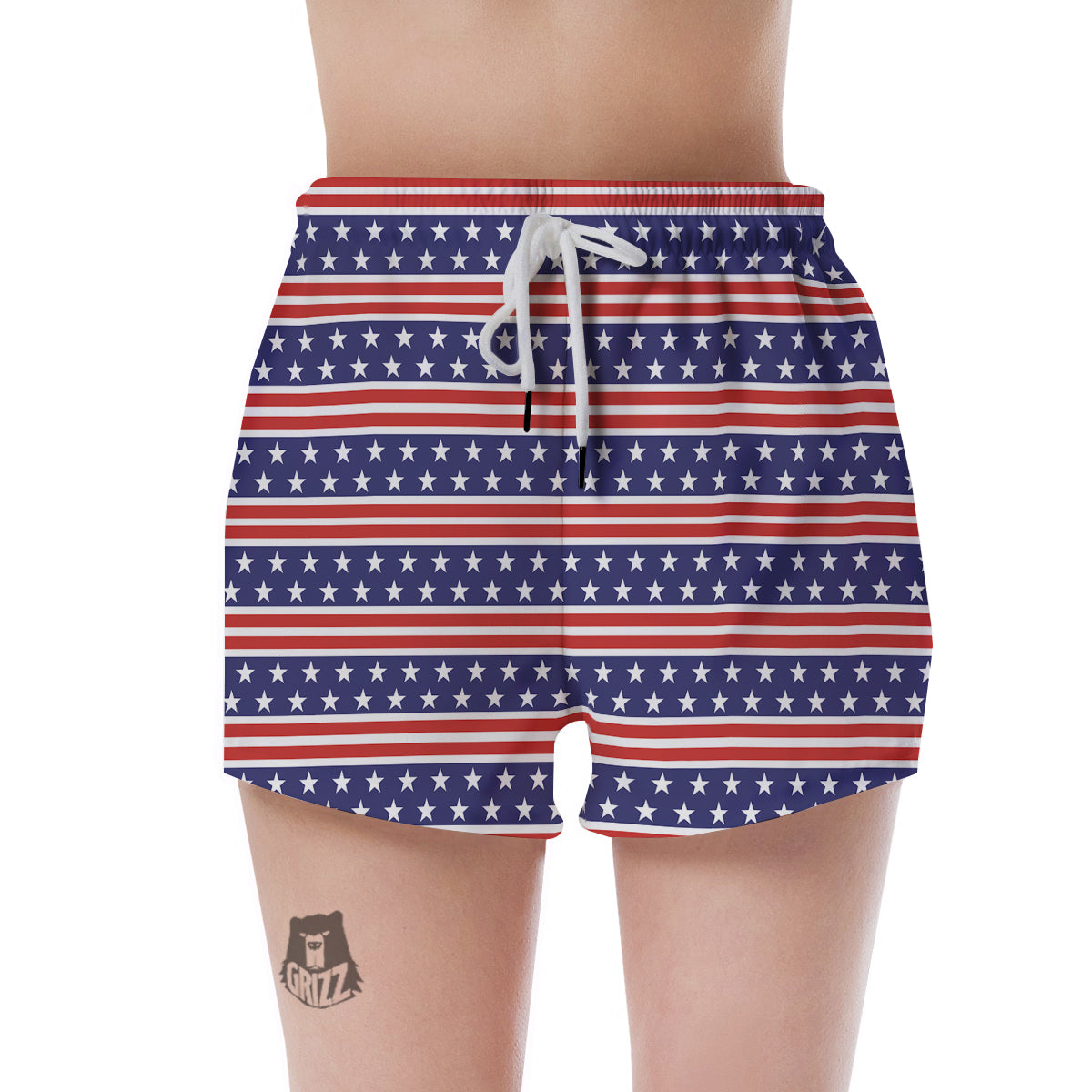 Striped USA Print Pattern Women's Shorts-grizzshop