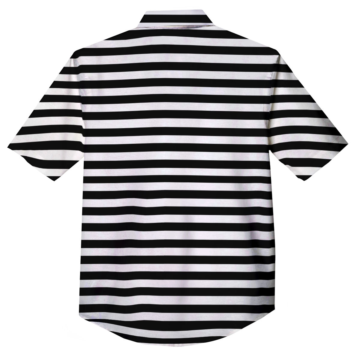 Striped White And Black Print Pattern Button Up Shirt-grizzshop