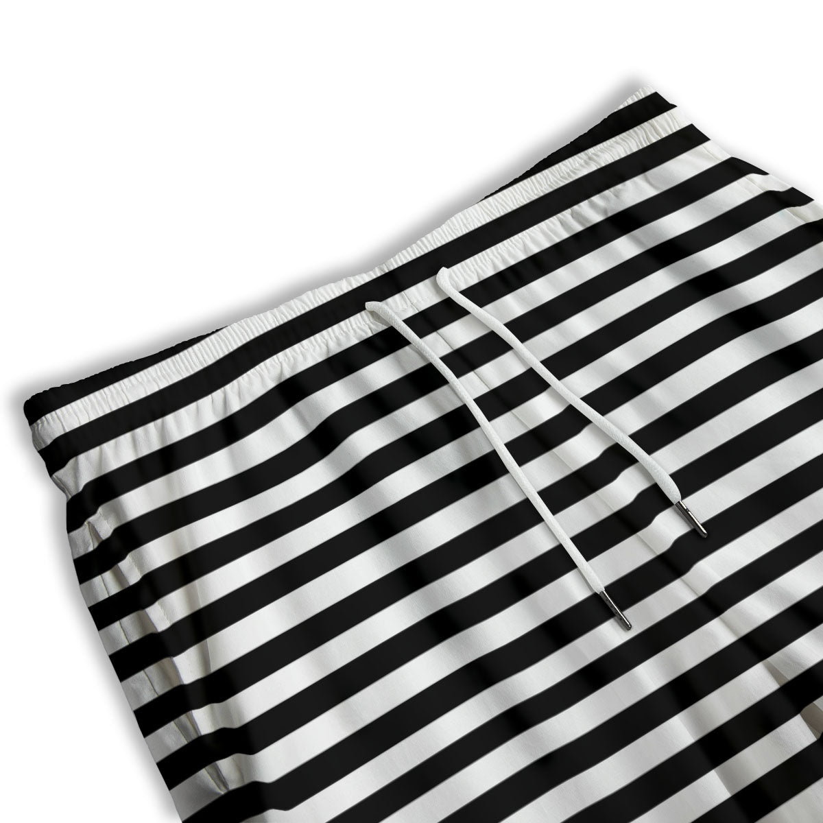 Striped White And Black Print Pattern Men's Athletic Shorts